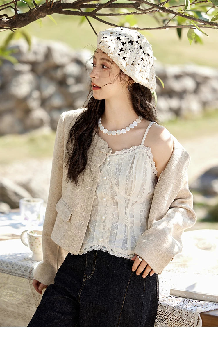 MISHOW Lace Embroidered Camisole for Women Spring 2025 Adjustable Shoulder Straps Slim Tank Top Sexy Sweet Camisole MXE13D0050