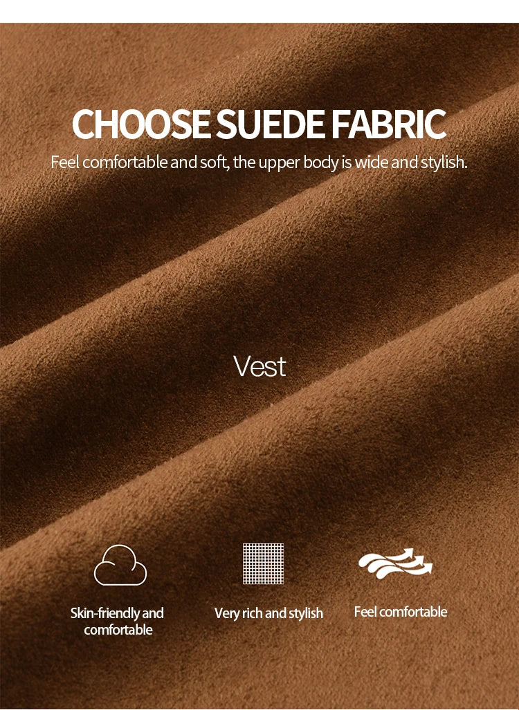 MISHOW Suede Vest Jacket for Women 2025 Autumn French Vintage Sleeveless Thin Vest Coat Rivet Design V-neck Vests MXE46L2518