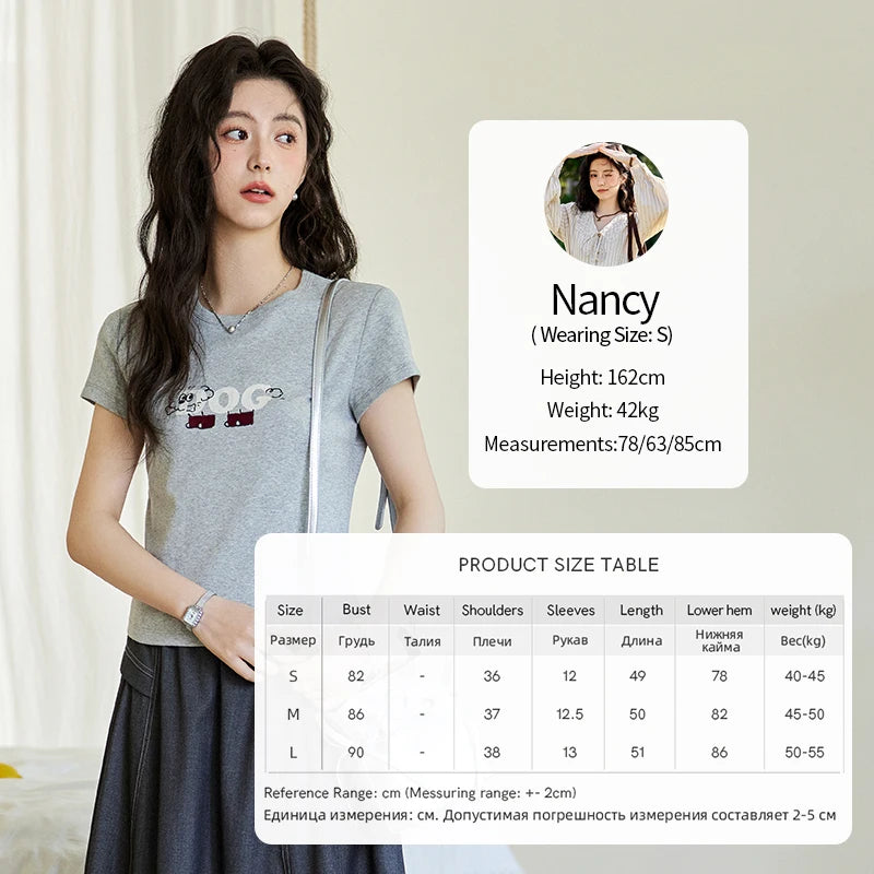 Mishow Cartoon Print Round Neck Tee MXE13T0495