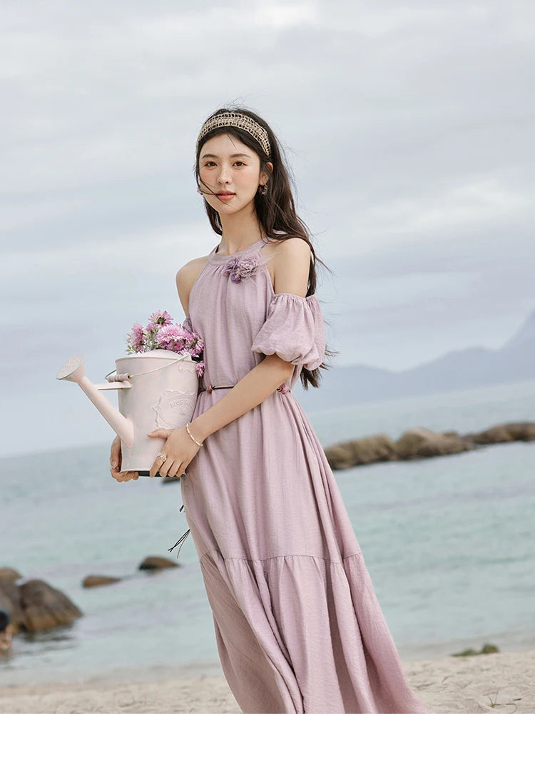 MISHOW Korean Halter Neck Jacquard Dress MXE32L2182