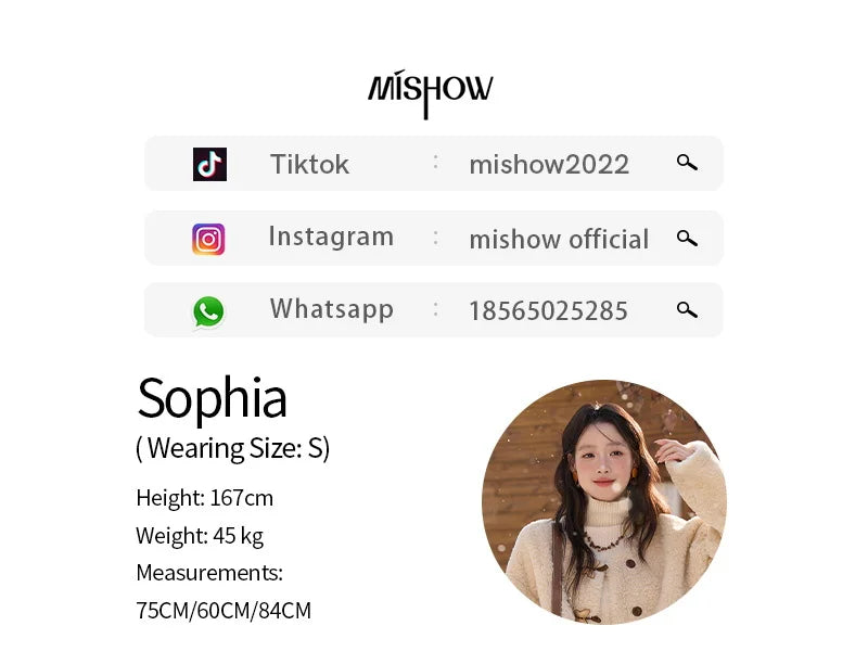 MISHOW Winter Jackets Women 2025 Retro Apricot Imitation Lambswool Coat Commuter Round Neck Single-breasted Jacket MXE51W0874