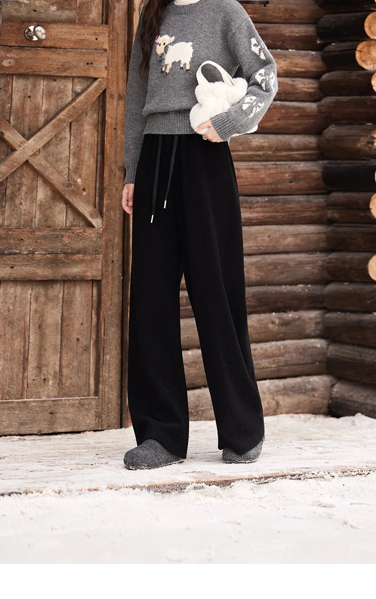 MISHOW Wide Legged Pants Women's Casual Versatile Long Pants 2025 Fall Winter New Korean High-waist Thin Pants MXD34K0824