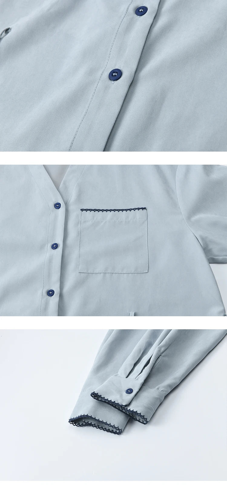 MISHOW Women's Haze Blue Peach Skin Velvet Shirt Autumn 2025 Contrast Color Design Waist Shirts Commute Versatile Top MXE47X2497