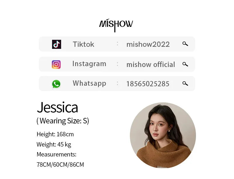 MISHOW Women's Wool Blend Retro Striped Sweater with Scarf Set 2025 Winter Knitted Round Neck Warm Loose Sweaters MXE94Z2987