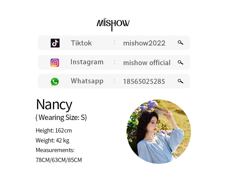 MISHOW French Hollow Lace Dress for Women 2025 Spring Vacation Slim Waist V-neck Dresses Loose Beach Fairy Dresses MXE12L2091