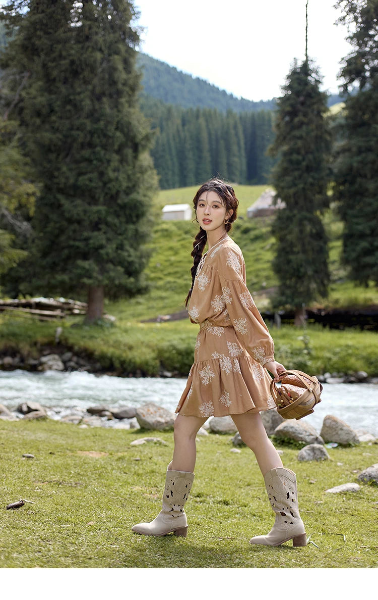 MISHOW French Jacquard Shirt Rear Elastic Waist Flower Bud Skirt Separately 2024 Tassel Lace Up Top Sweet Short Skirt MXD41X1636