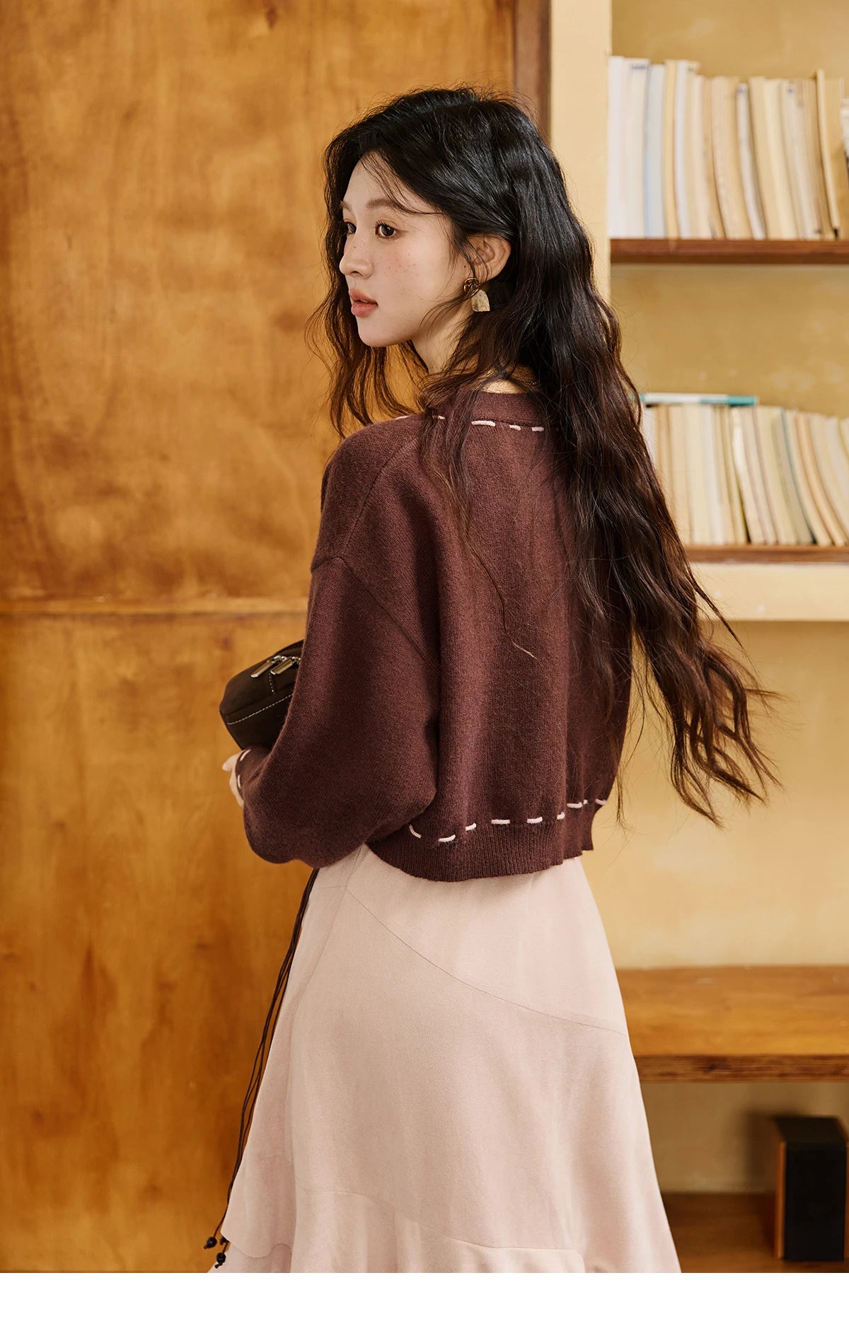 MISHOW Knitted cardigan camisole Dress Two-piece Set Autumn Frosted Velvet Retro Top Contrasting Design Dress Sets MXE47T1382