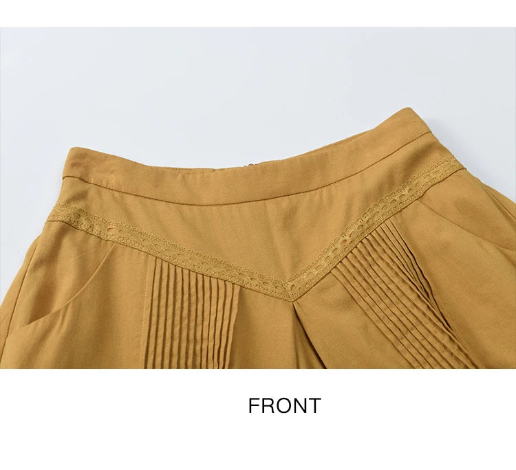 MISHOW Fashion High Waist Skirts for Woman 2025 Summer New Ladies Casual Pocket Bottom Spliced Hollow Out Lace Skirts MXE35B0724