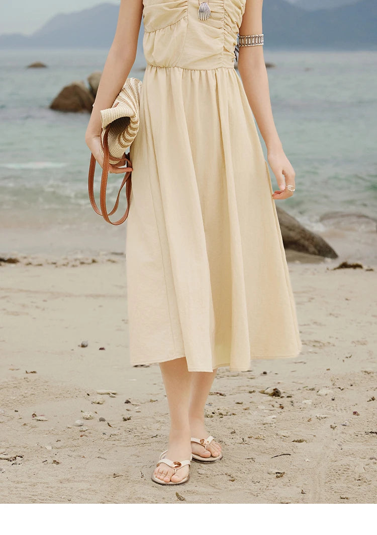 MISHOW Office Lady Summer Dress Women 2025 New Round Neck Sleeveless Solid with Belt Dresses Female Fashion Slimming MXE31L2188