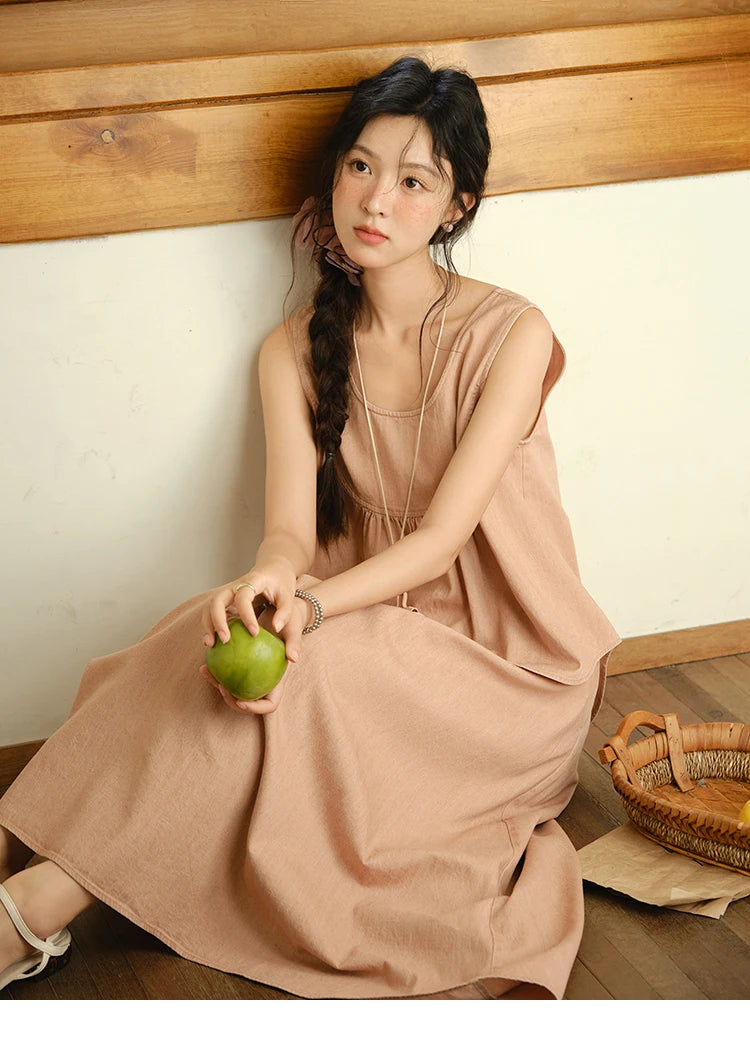 MISHOW Ladies 2 Pieces Set 2025 Summer New U-shaped Collar Sleeveless Top Fashion A-line Skirt Set Women's Clothing MXE35T0606