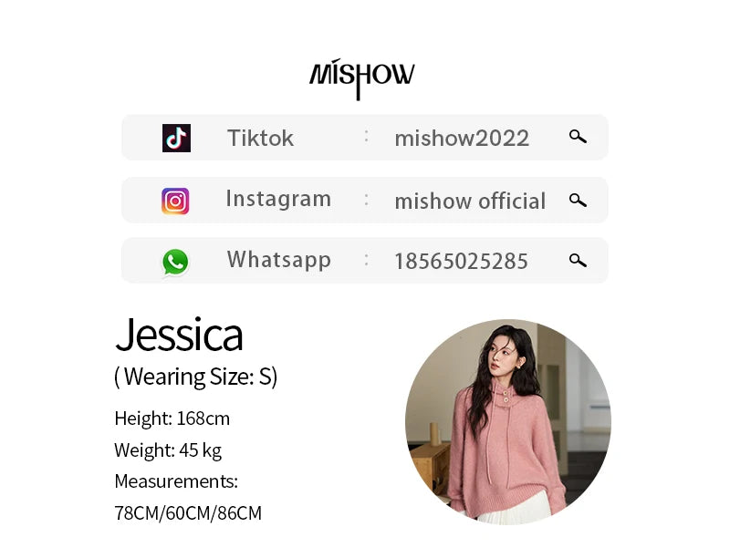 MISHOW Knitted Sweater Hooded Neck Warm Wool for Women 2025 Autumn Winter Cozy Loose-Fit Casual Solid Pullover Top MXD59Z1123