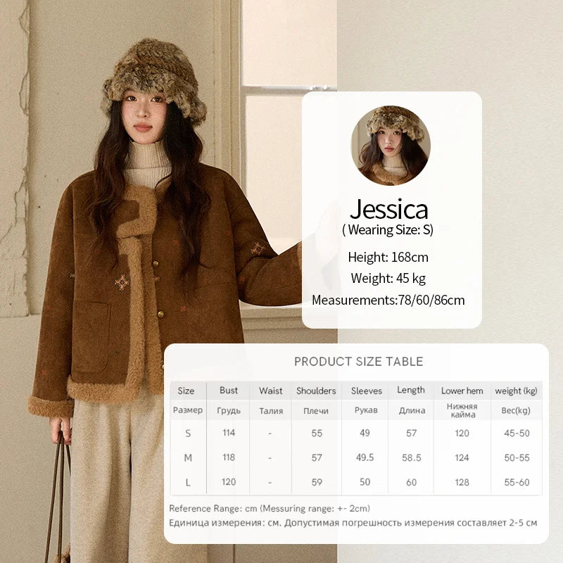 MISHOW Women Brown Jacket 2025 Winter Retro Stand Collar Single-Breasted Windproof Coat Comfortable Long-Sleeve Coat MXE86W0910
