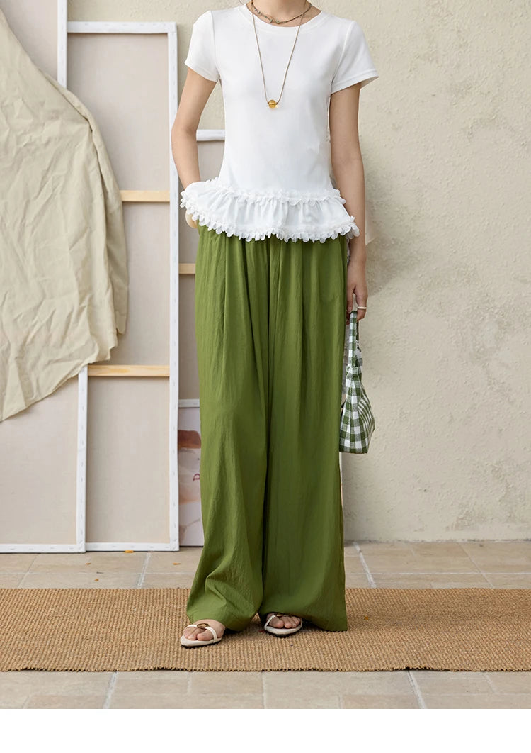 MISHOW Office Lady Summer Pants Women New 2025 Solid Loose High Waist Elastic Wide Cool Wide Leg Pant Female Slimming MXE31K0920