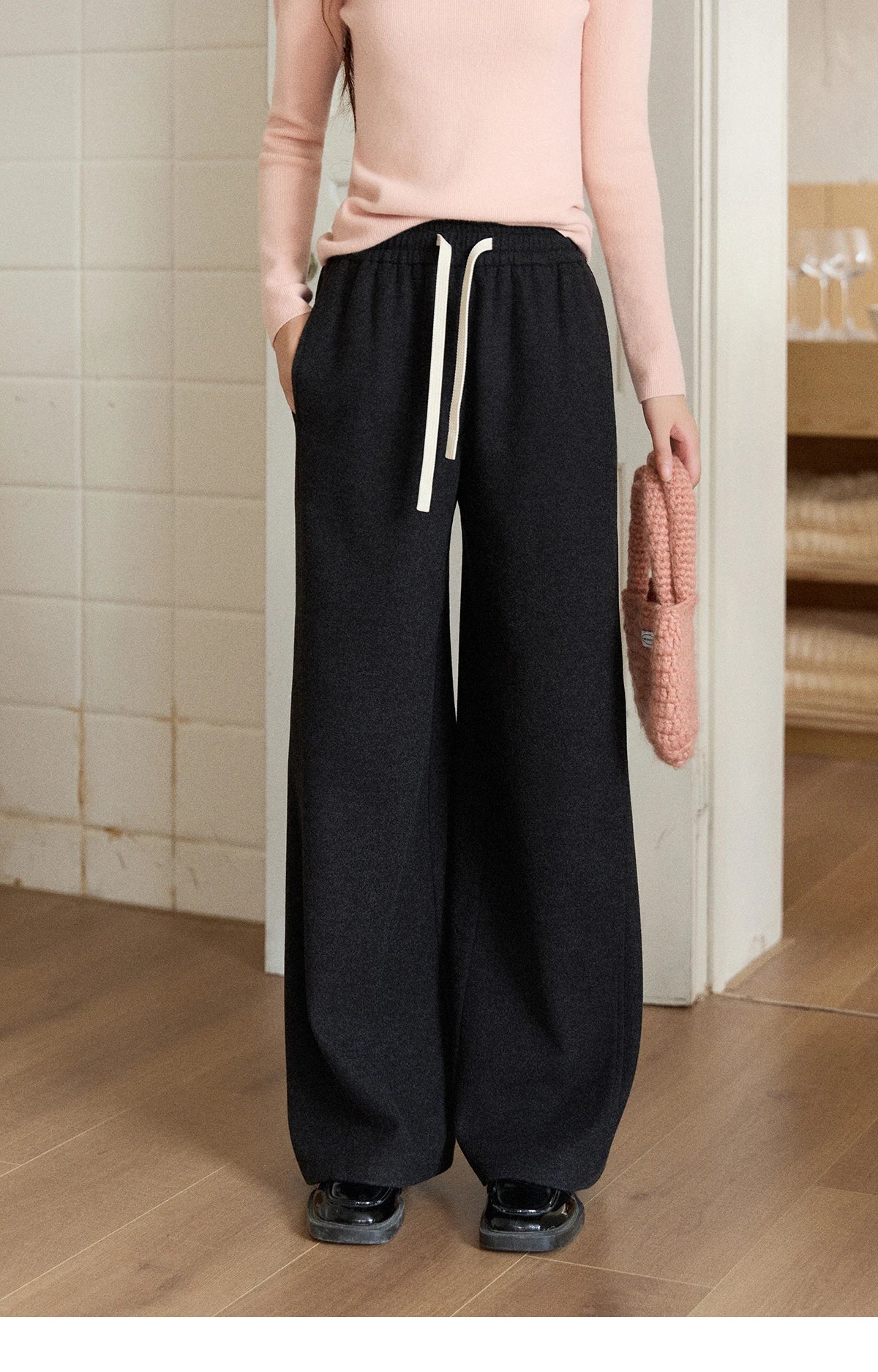 MISHOW Wide-leg Pants for Women 2025 Autumn Winter High Waist Straight Lace-up Loose Pants Retro Casual Slim Pants MXE89K1100