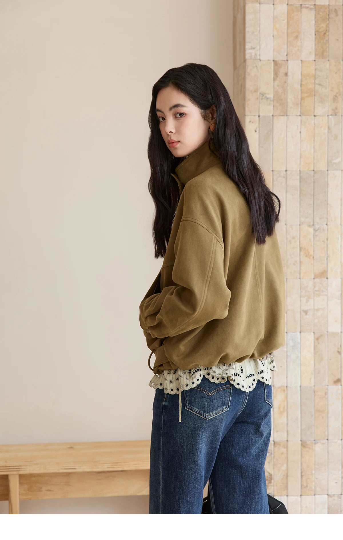 MISHOW Retro Jacket Women 2025 Autumn Winter Warm Stand Collar Casual Jacket Slim Design Zipper Jacket Woman Clothes MXE49W0853