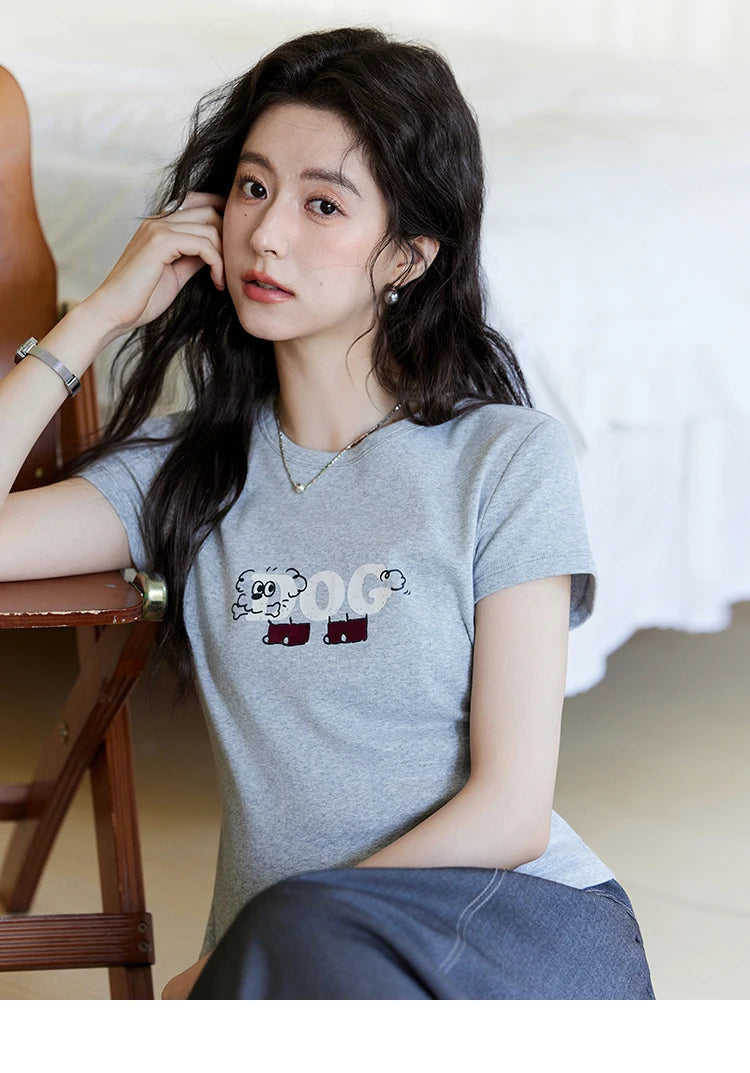 Mishow Cartoon Print Round Neck Tee MXE13T0495