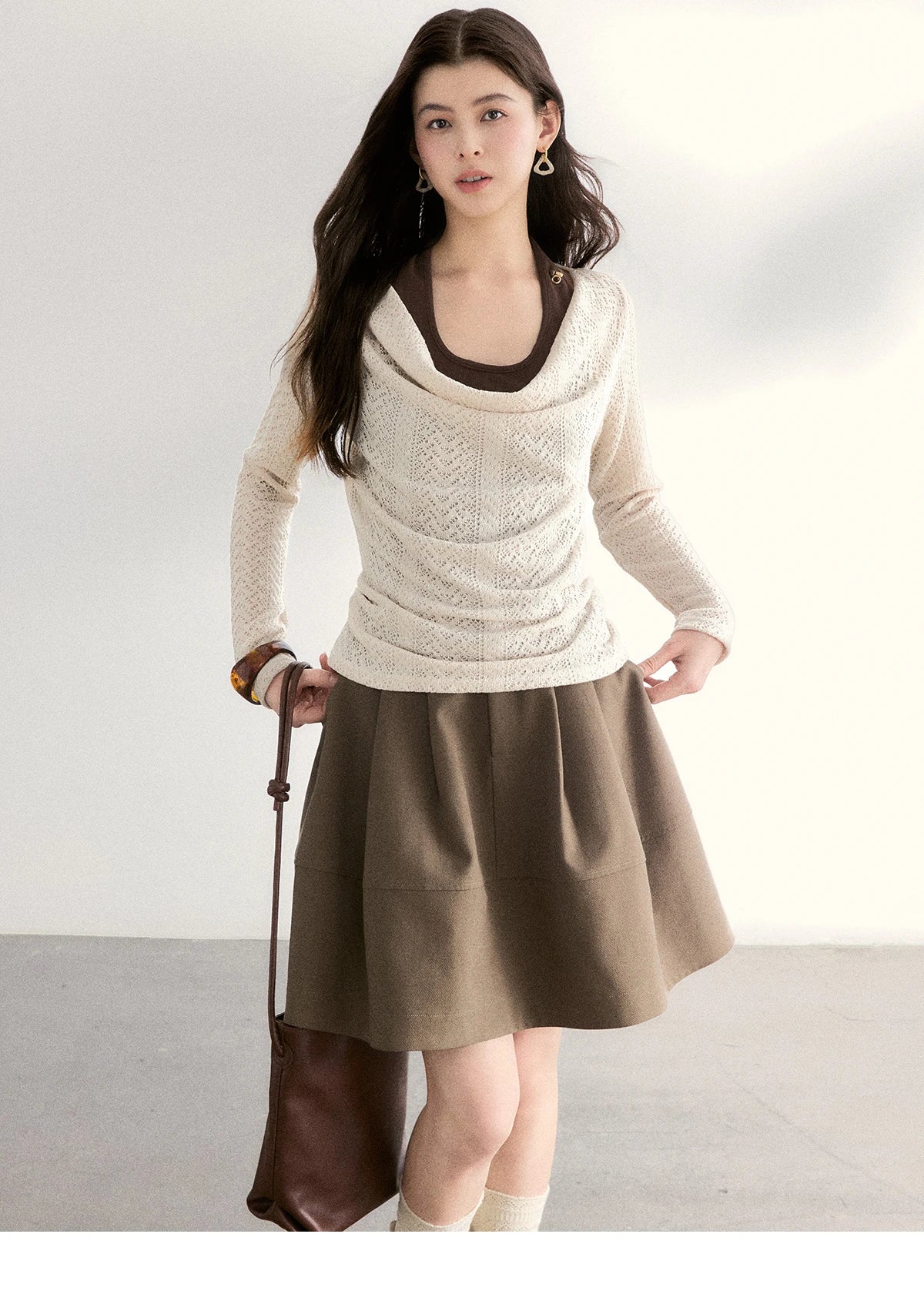 MISHOW Women's Knit Top Halter Camisole Set 2026 Spring Swinging Collar Hollow Out Knitted Casual Two-Piece Knitwear MXF108T0751