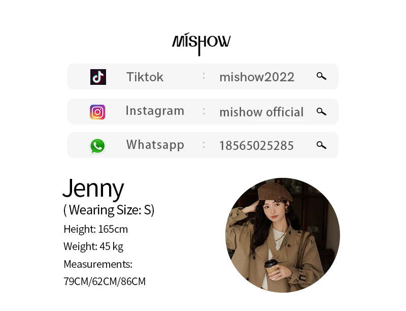 MISHOW Women's Short Fragrant Windbreaker Jacket 2024 Autumn Korean Stand Collar Double Row Placke Trench Streetwear MXD42W0386