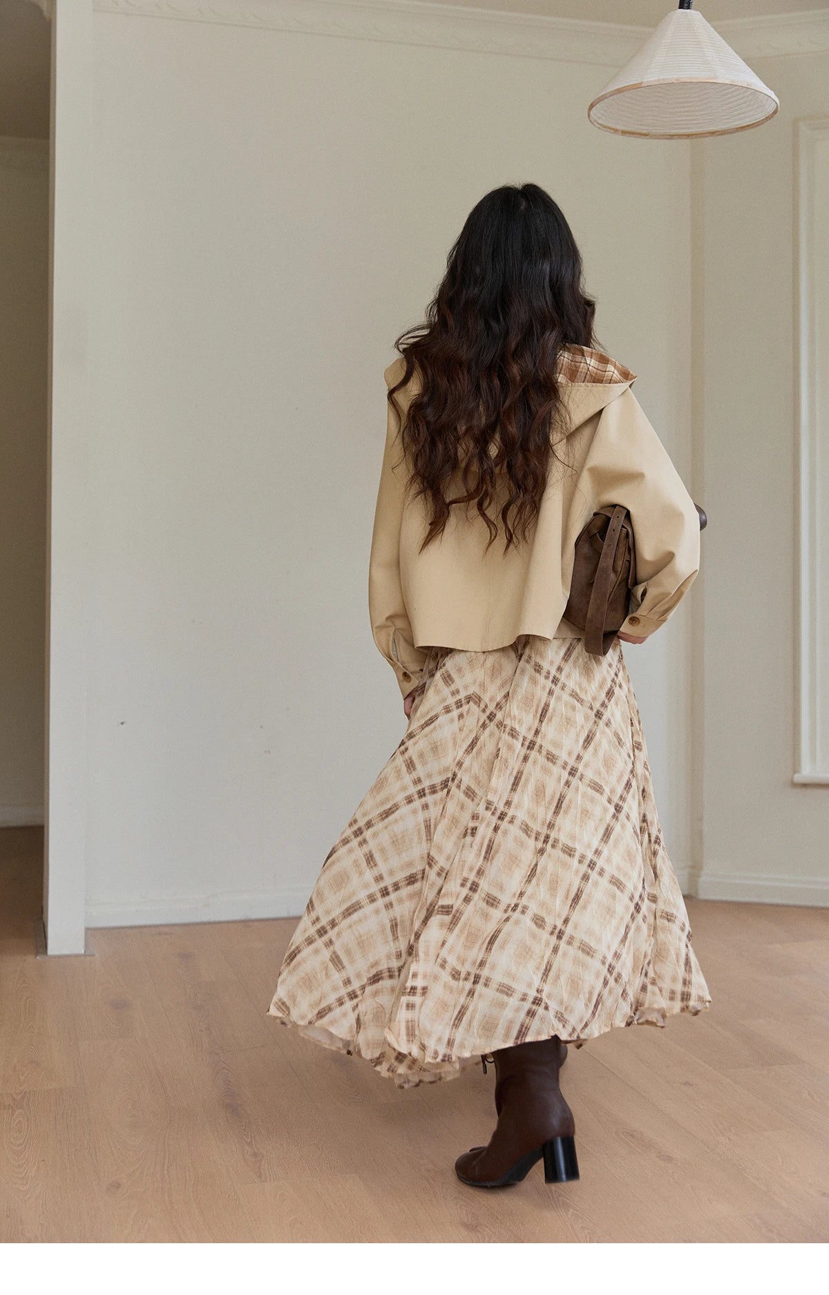 MISHOW Women's Beige Apricot Knitted Sweater 2026 Spring V-Neck Lace-Up Cable Knit Casual Loose Top Excluding Belt MXF108Z1029