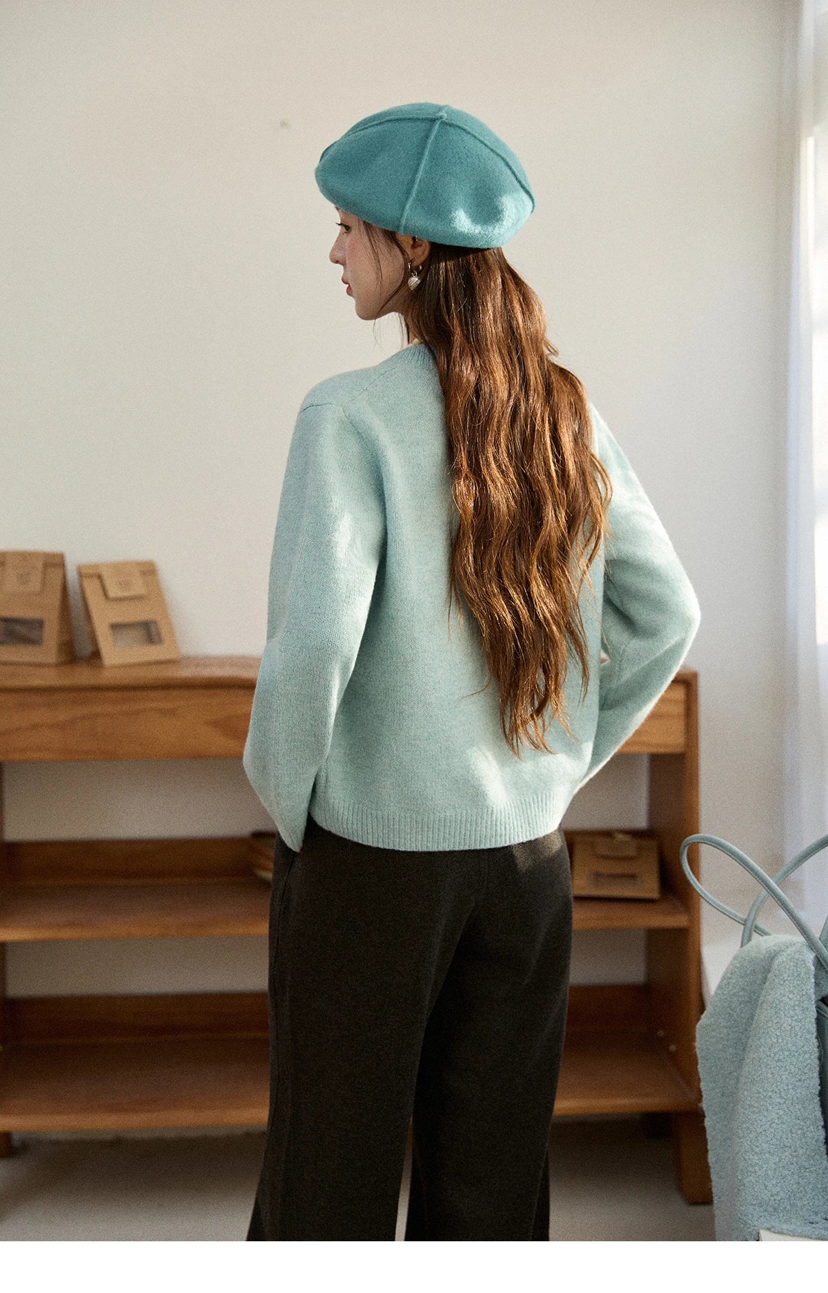 Mishow Blue Butterfly Embroidered O-Neck Cardigan MXE90Z2818