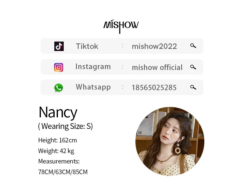 MISHOW Women's Polka Dot Puff Sleeve Blouse 2025 Summer New Ladies Button Retro Sweet V-neck Top Women's Clothing MXE37X1859