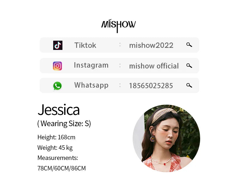 MISHOW French Retro Red Grid Hanging Neck Blouse for Women Summer 2025 Ruffled Edges Backless Blouses Vacation Top MXE34X1785