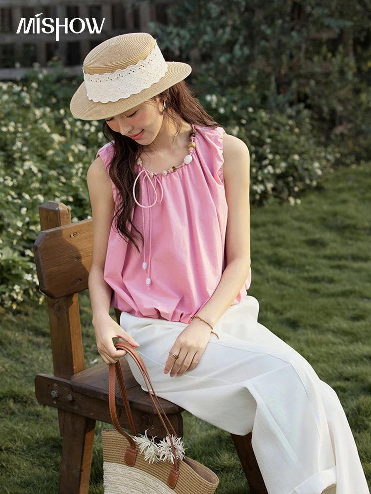 MISHOW Office Lady Summer Women 2025 New Solid High Waist Long Wide Leg All-match Pants Woman Fashion Loose Trousers MXE32K0913