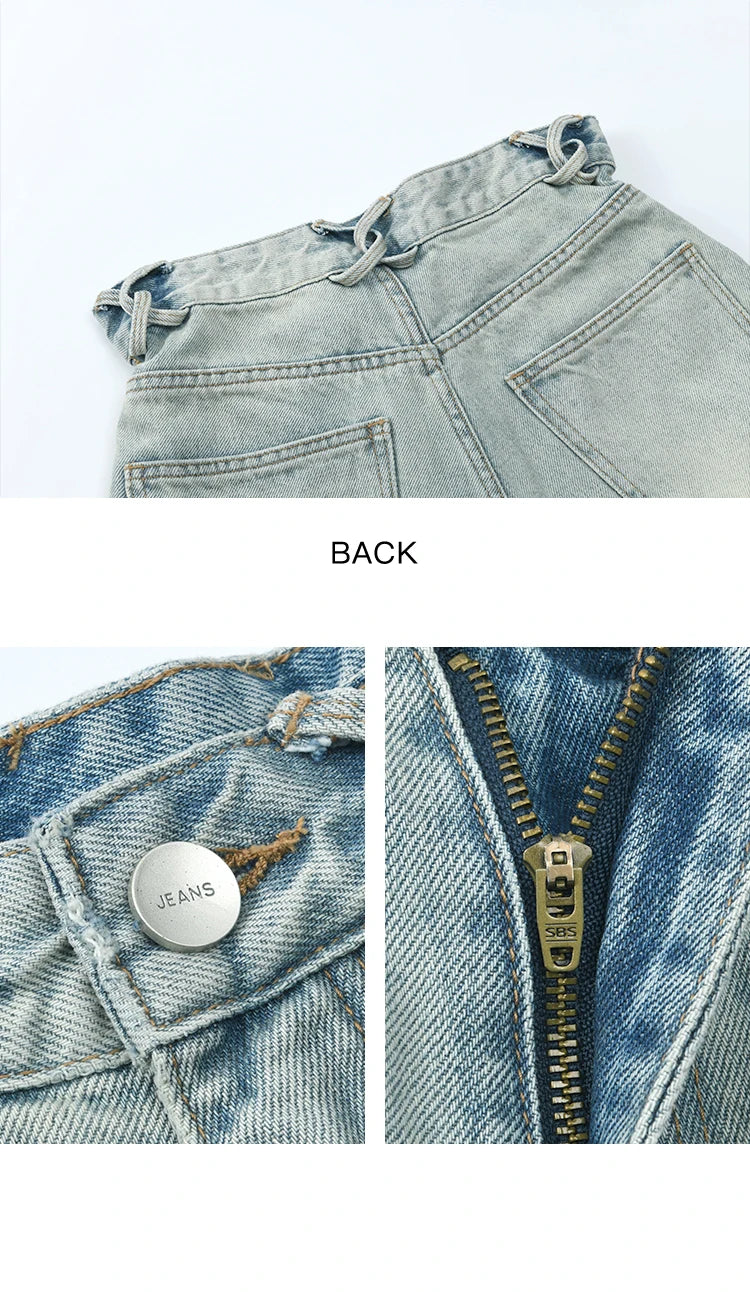 MISHOW Retro Light Blue Denim Shorts for Women Summer 2025 Fashion High Waist Washed Button Zipper Wide Leg Shorts MXE35K0944