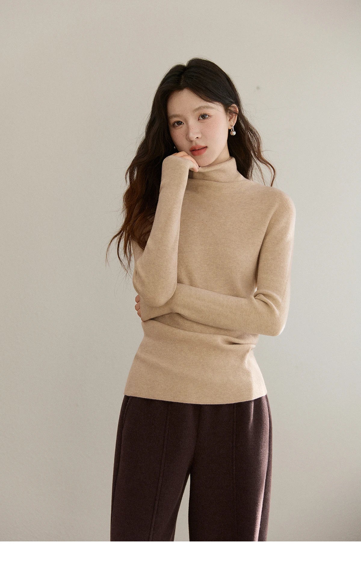 MISHOW High Waist Wide Leg Pants for Women 2025 Winter Casual Loose Thick Fleece Warm Knit Pants Straight Trousers MXE92K1127