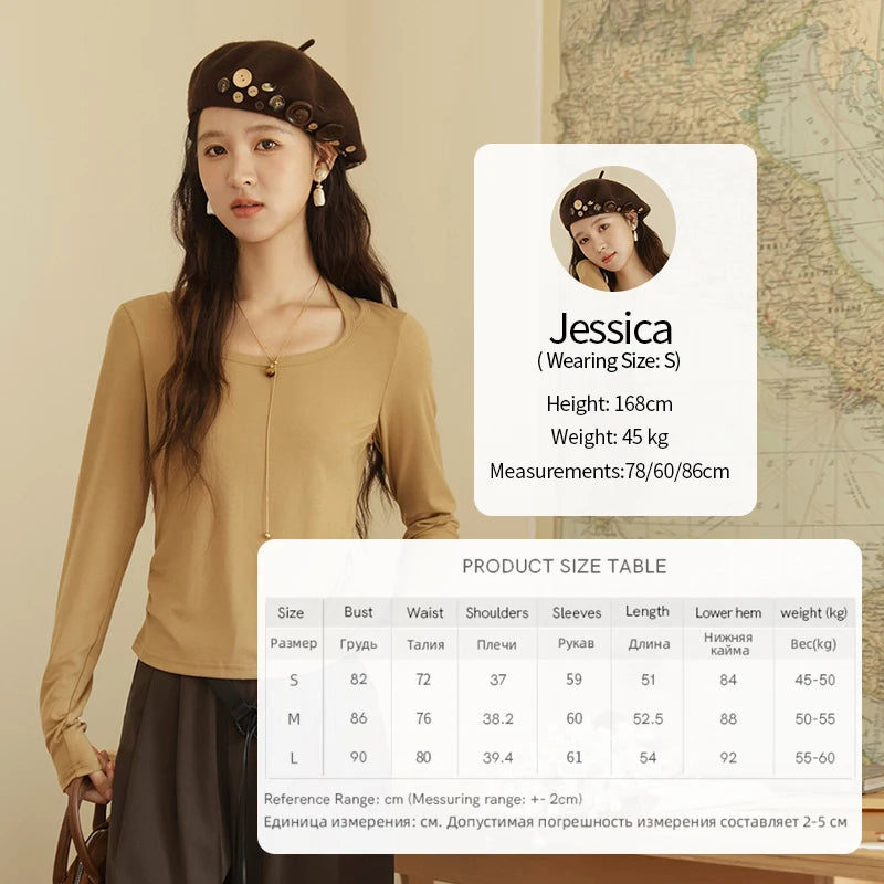 MISHOW Elastic Knitted T-shirts for Women Autumn 2025 Hanging Neck Strap Tees Pleated Waist Slim Long Sleeved Top MXE42T0720