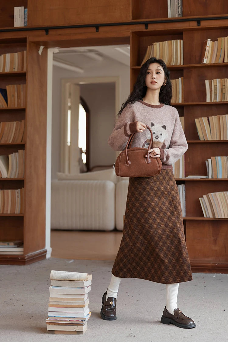 MISHOW Faux Sable Sweater Women 2024 Autumn Winter Sweet Gentle Loose Basic Soft Cartoon O-Neck Long Sleeve Pullovers MXD45Z0860