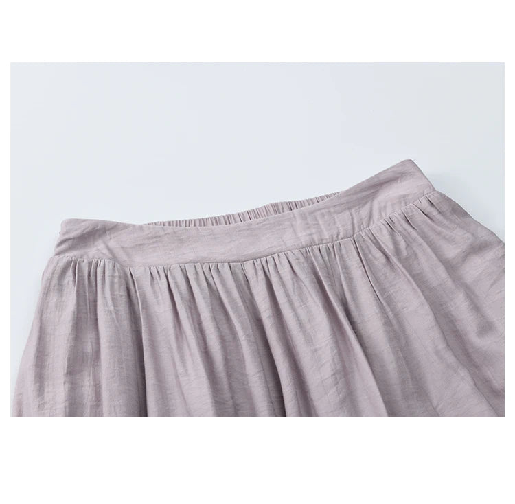 MISHOW Casual Half Skirt for Women 2025 Summer New Office Lady Fashion High Waist Pocket Female Purple Pleated Skirt MXE39B2366