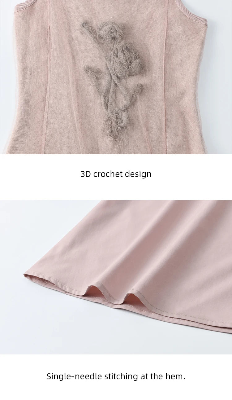 MISHOW Summer New Camisole Long Dresses Women 2025 Sleeveless Color Matching French Knit Dress Lady Fashion A-line MXE13L2082