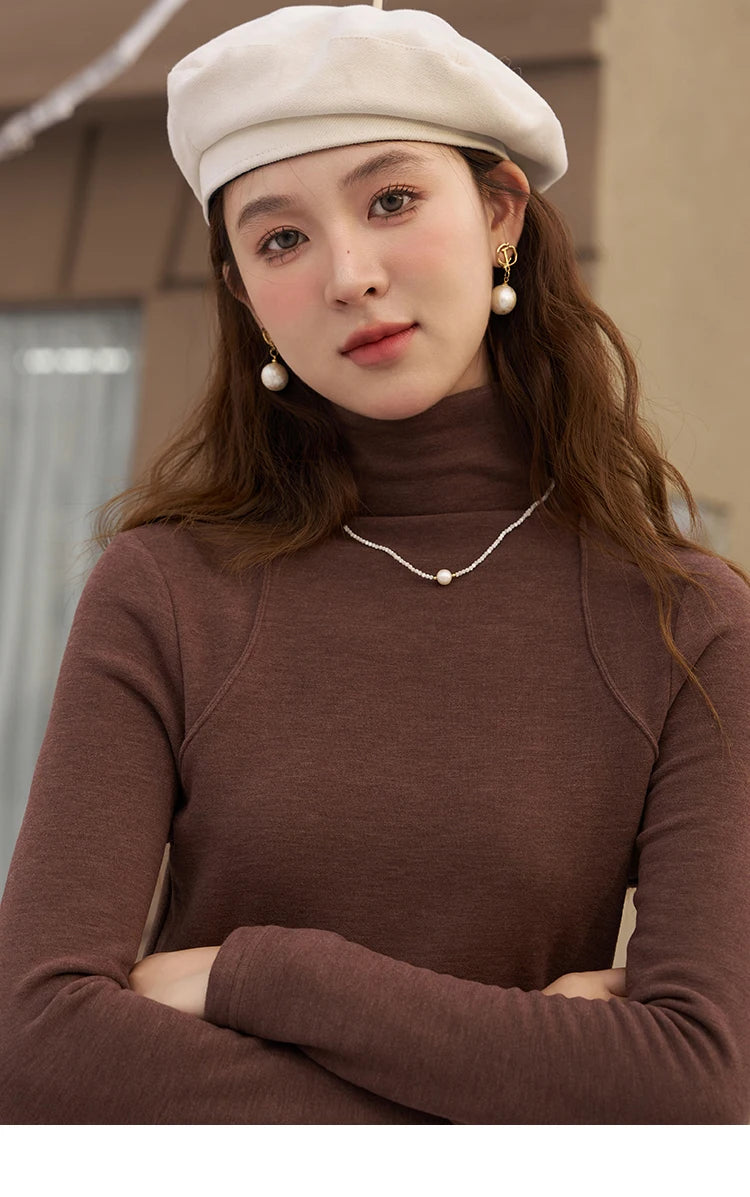 MISHOW Mock Neck Bottoming Shirt Long Sleeve Inner Tops for Women 2023 Autumn Winter New Fashion Warm Slim T-shirt MXC58Z0290