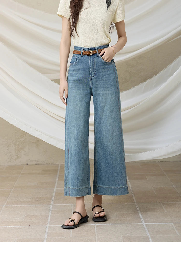 MISHOW Versatile Summer New Long Jeans Women 2025 Slimming High Waist Ankle-Length Wide Leg Pants Female Retro Thin MXE32K0919