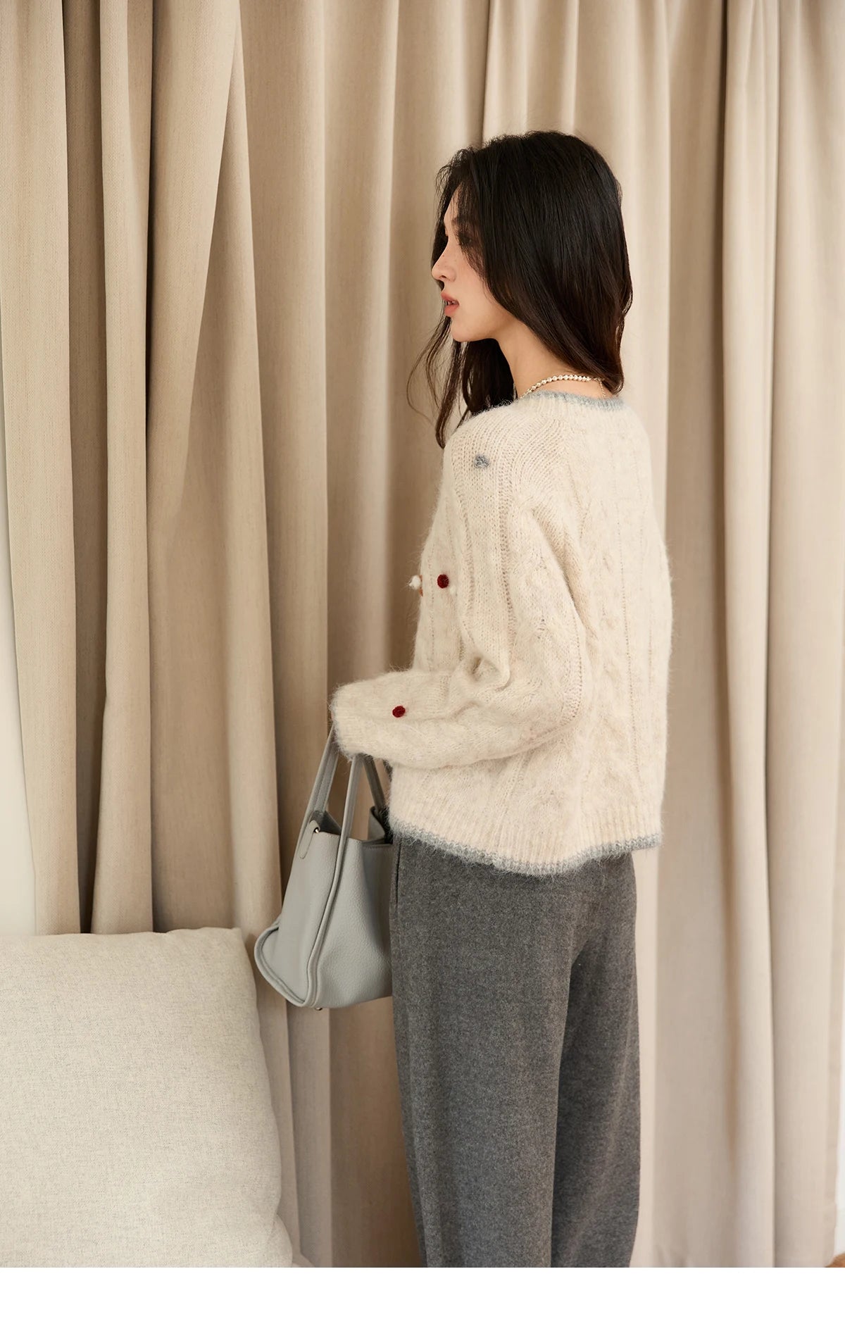 MISHOW Hand-crocheted Knitted Cardigan for Women 2025 Autumn Luxury Long Sleeves Wool Blended Loose Casual Tops MXE48Z2575