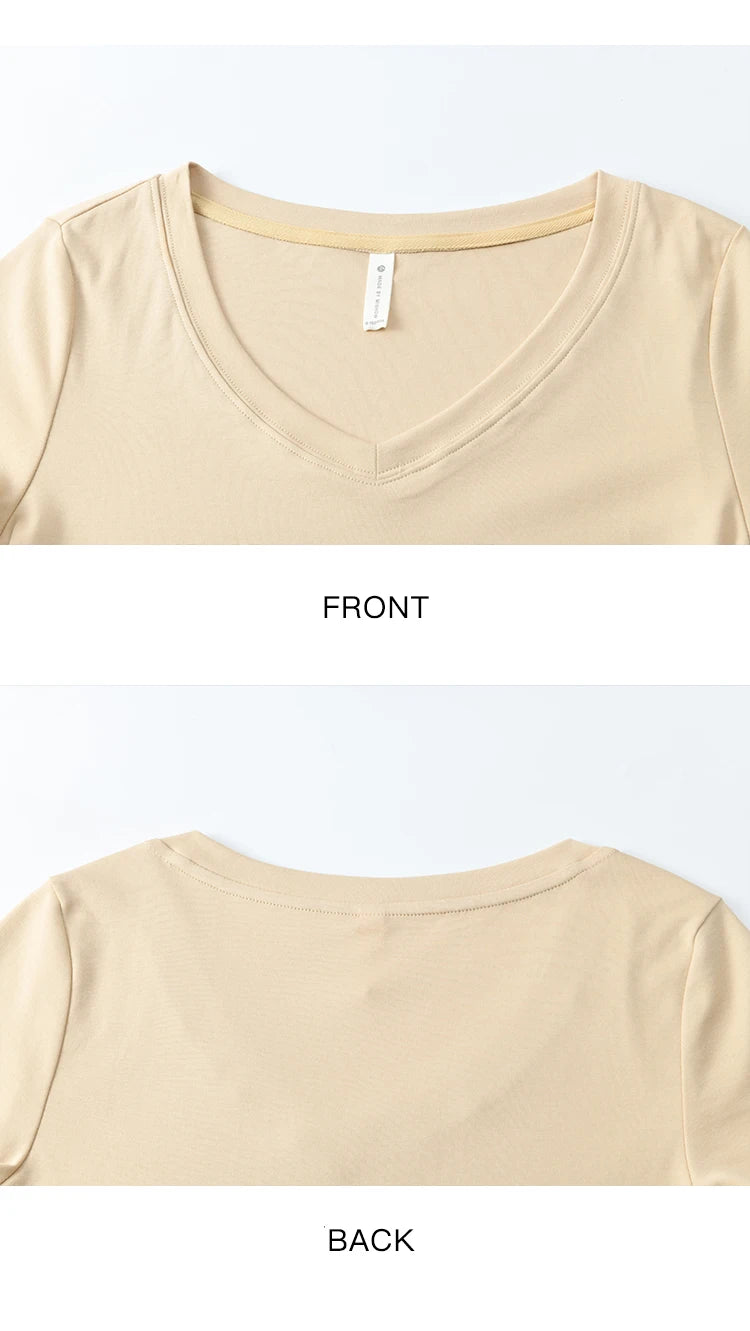 MISHOW Cotton Casual T-shirts Women New 2025 Short Sleeve V-neck Solid Versatile Shirt Female Fashion Basic Tops Lady MXE33T0519