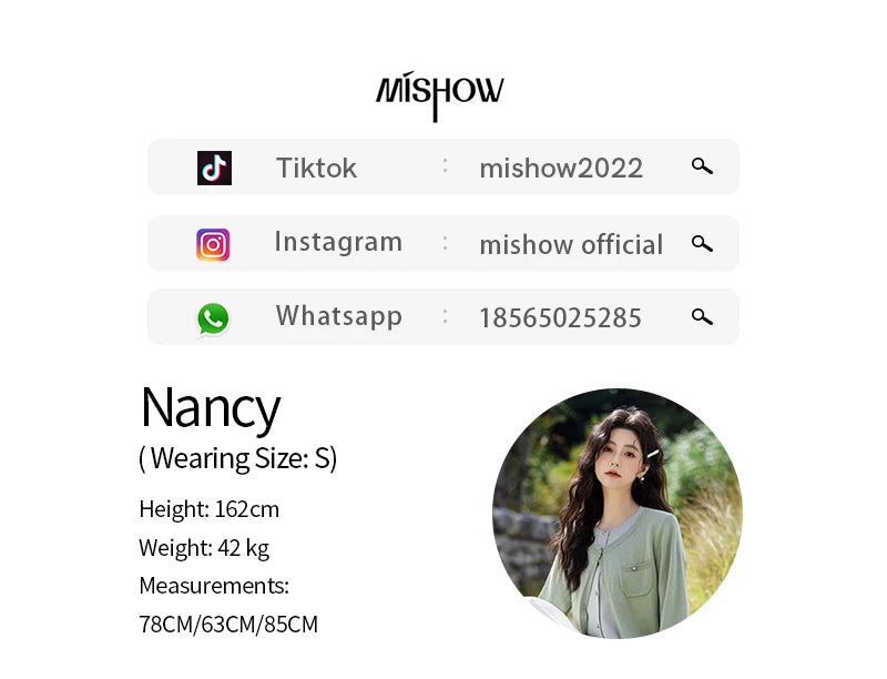 MISHOW Wool Knitted Cardigan Fake Two-piece Contrasting 2025 Spring Women Slim Fit Top O Neck Patch Pocket Sweaters MXE12Z1144