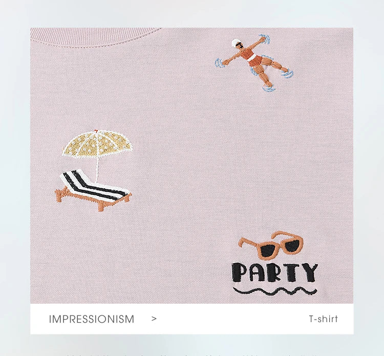 MISHOW Embroidered Casual T-shirt for Women Summer 2025 Short Sleeve Round Neck Shirts Female New Fashion Tops Lady MXE16T0506