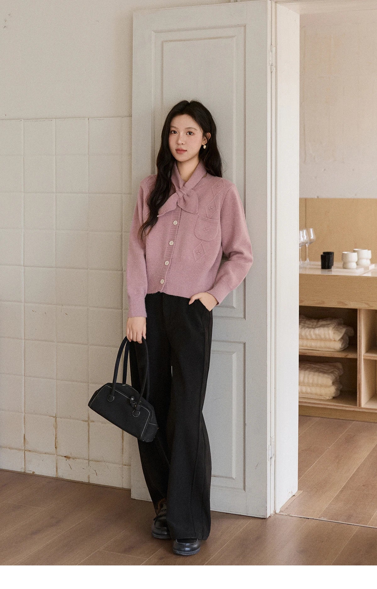 MISHOW Detachable Scarf Sweater for Women 2025 Autumn Winter Taro Purple Casual Warm Tops Soft Thick Knitted Sweater MXE91Z2825