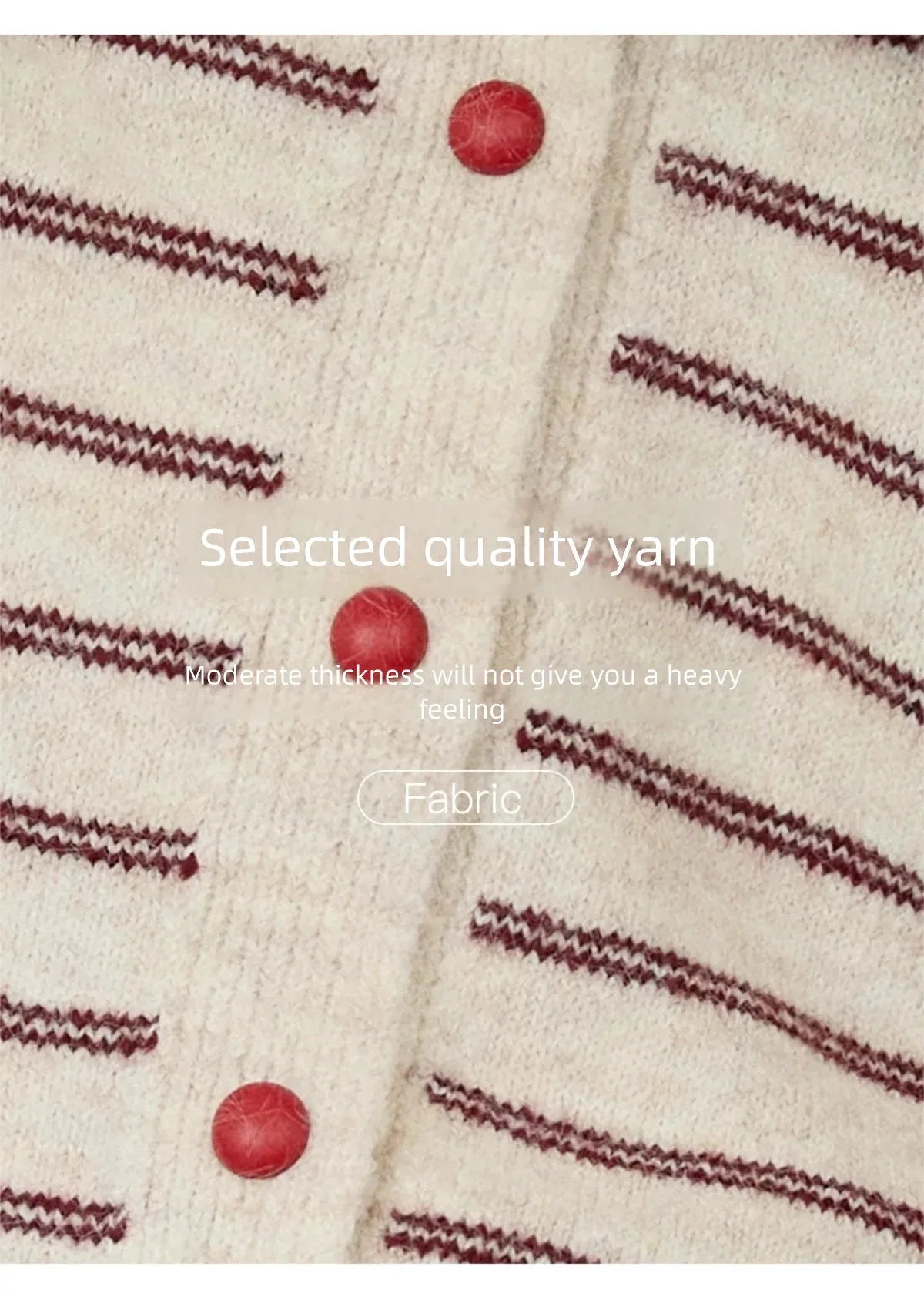 MISHOW Women's Beige Striped Knitted Cardigan 2025 Autumn Winter Red Scarf Decor Button O-Neck Warm Loose Sweaters MXE93Z2948