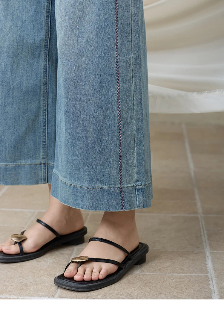 MISHOW Versatile Summer New Long Jeans Women 2025 Slimming High Waist Ankle-Length Wide Leg Pants Female Retro Thin MXE32K0919