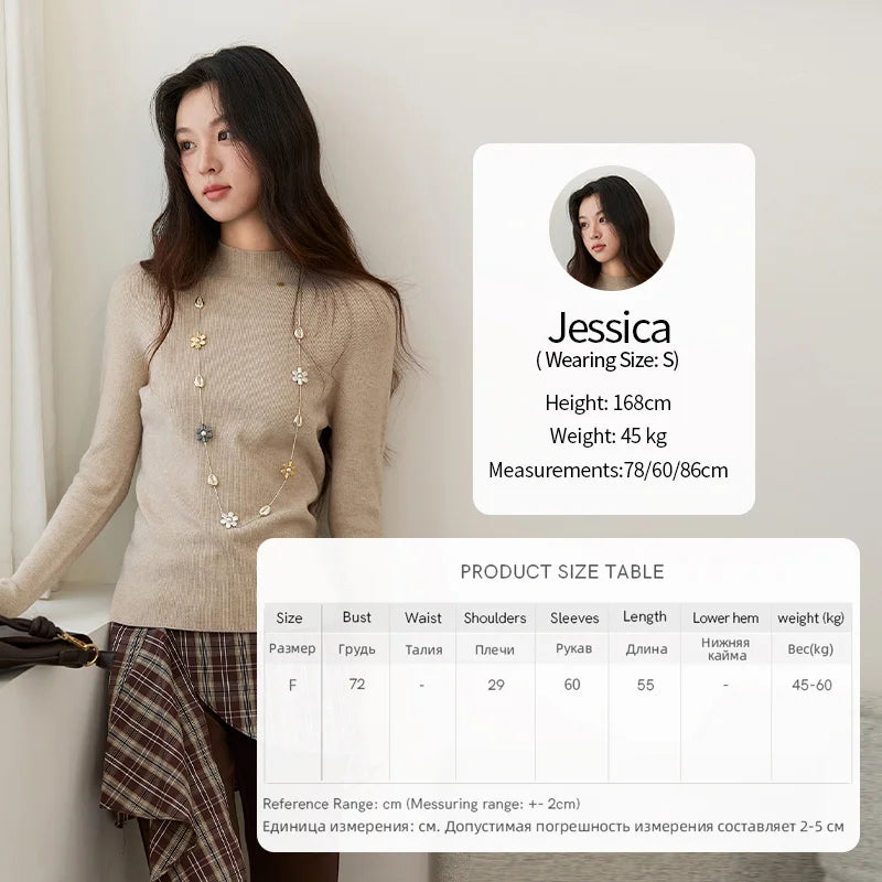 MISHOW Woman Long-sleeved Tops 2025 Autumn Winter Minimalist Mock Neck Knited Top Commute Casual Slim Pullover Woman MXE48Z2583