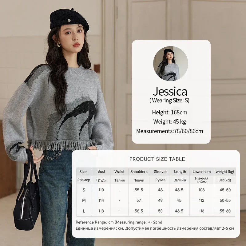 MISHOW Tassel Knitted Sweater Women Fashion Half High Neck Pullover Sweater 2024 Autumn Winter Premium Casual Top MXD43Z0680