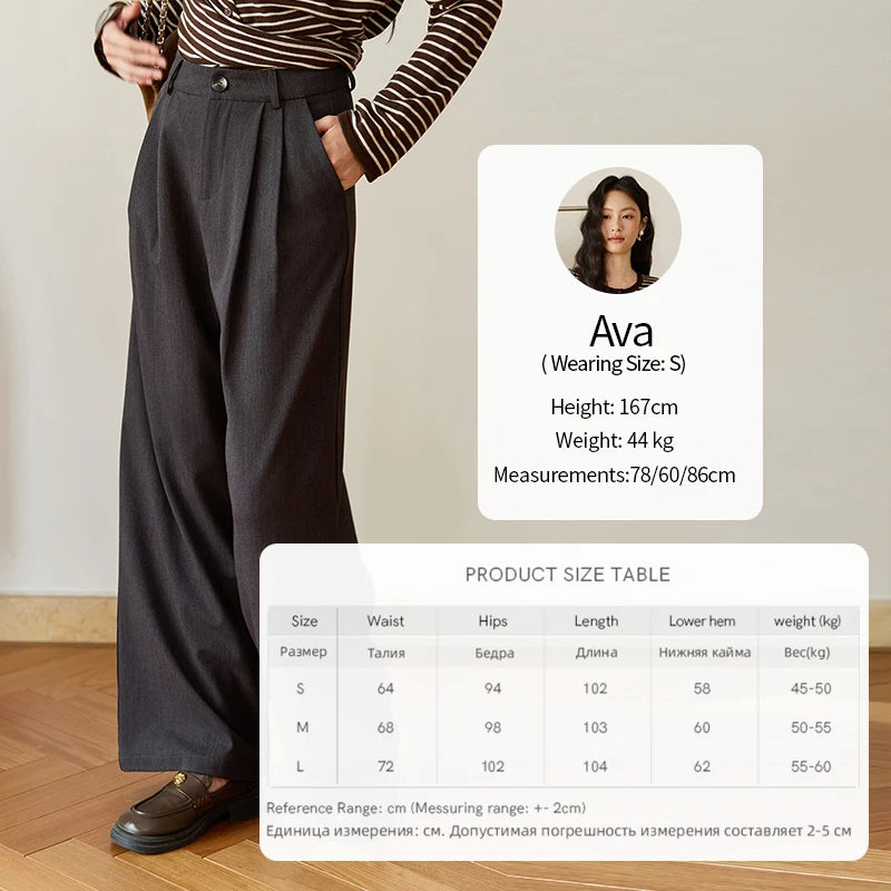 MISHOW Women's Solid Wide-leg Pants 2025 Autumn Fashion Minimalist High-waisted Loose Trousers Commute Pockets Pants MXE46K1090
