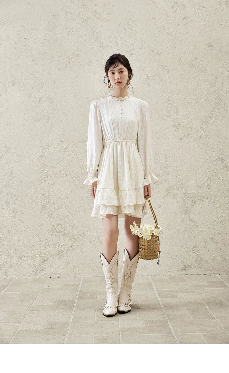 MISHOW Spring Elegant Vests Dress Separately Women 2025 Solid Long Puff Sleeve Midi Dresses Print Denim Vest Fashion MXE16L2197