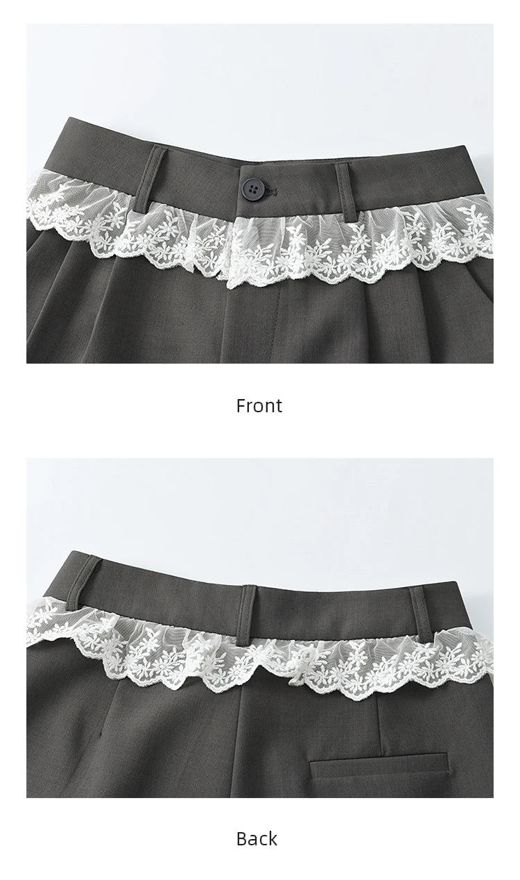 MISHOW Gray Suitable Pant Women 2025 Summer High Waist Retro Long Wide Leg Pants Woman Fashion Office Lady Trousers MXE32K0921