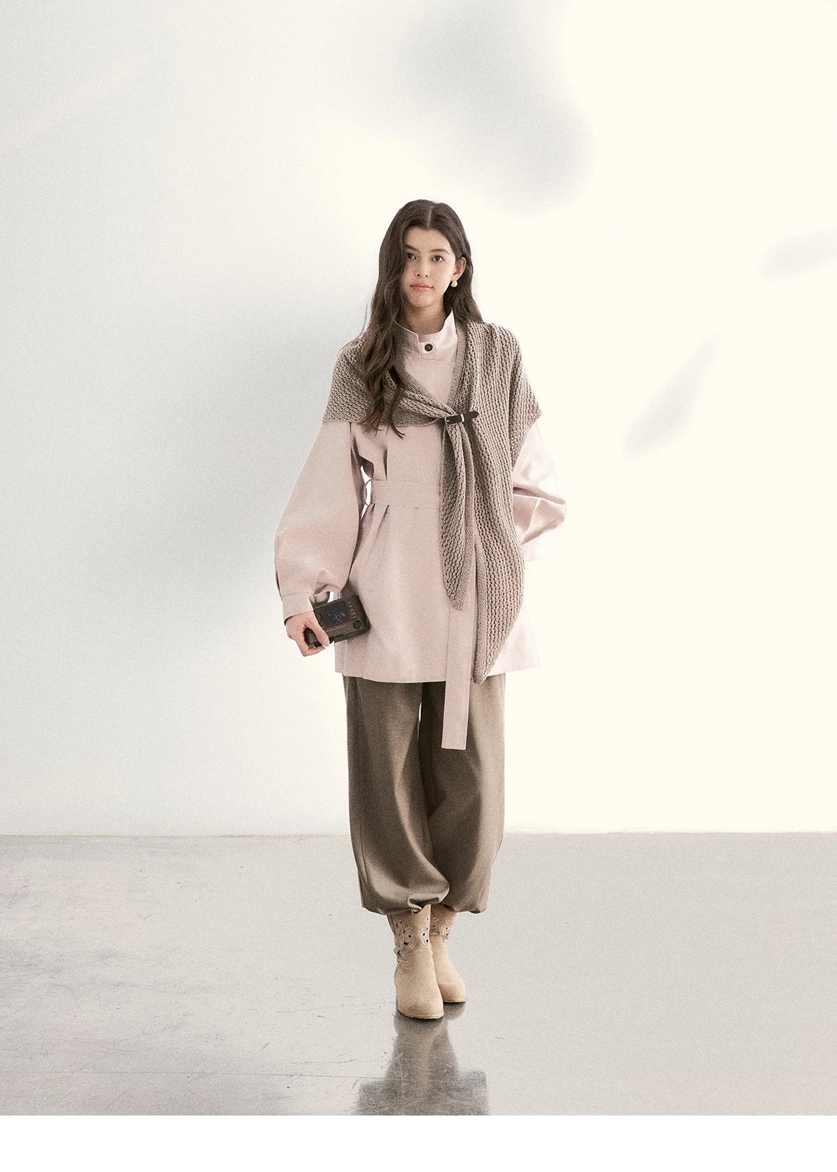 MISHOW Women's Dusty Pink Trench 2026 Spring Stand Collar Belted Coats Raglan Sleeve Casual Mid-Length Windbreaker MXF108W1002