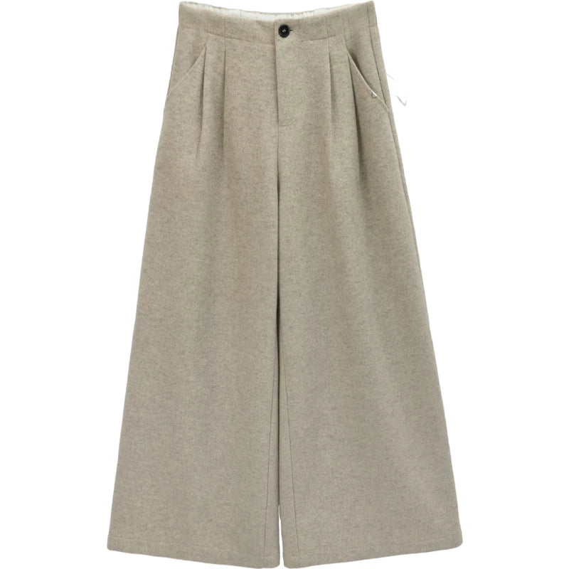 MISHOW  Women's Winter Pants 2025 Retro Trousers with Three-dimensional Pleats Pants Pocket Decoration Wide Leg Pants MXE90K1129