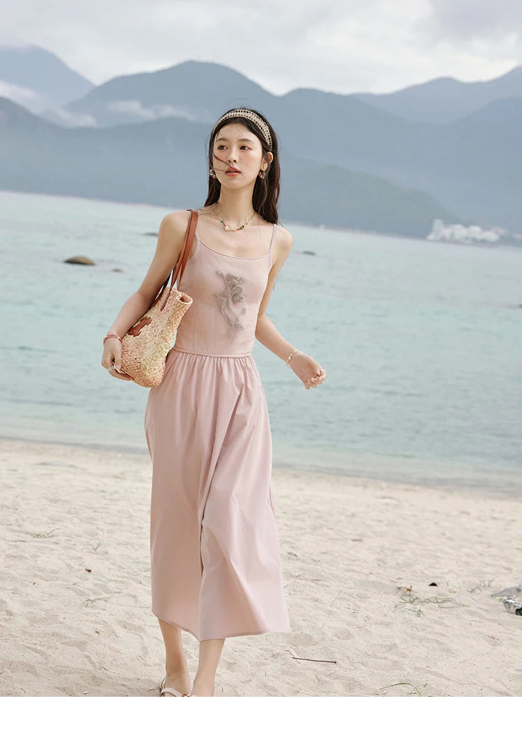 MISHOW Summer New Camisole Long Dresses Women 2025 Sleeveless Color Matching French Knit Dress Lady Fashion A-line MXE13L2082